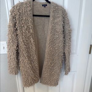 Splendid Tan Shaggy Cardigan Sweater